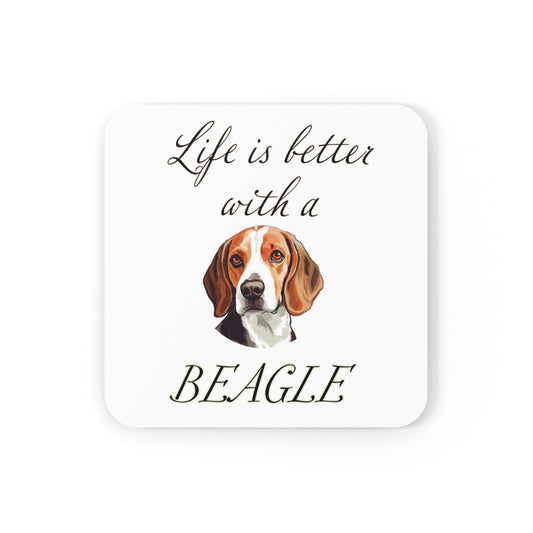 Life is Better with a Beagle Coaster - Cork Back