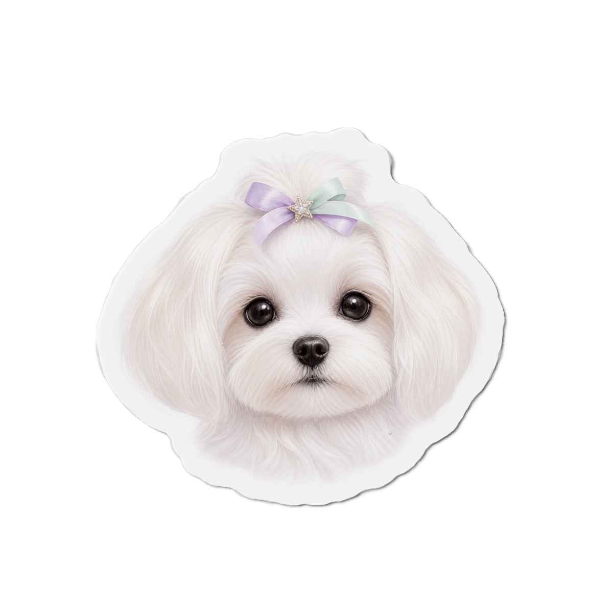 Maltese Dog Magnet - Lavender Bow Dog Lover Gift