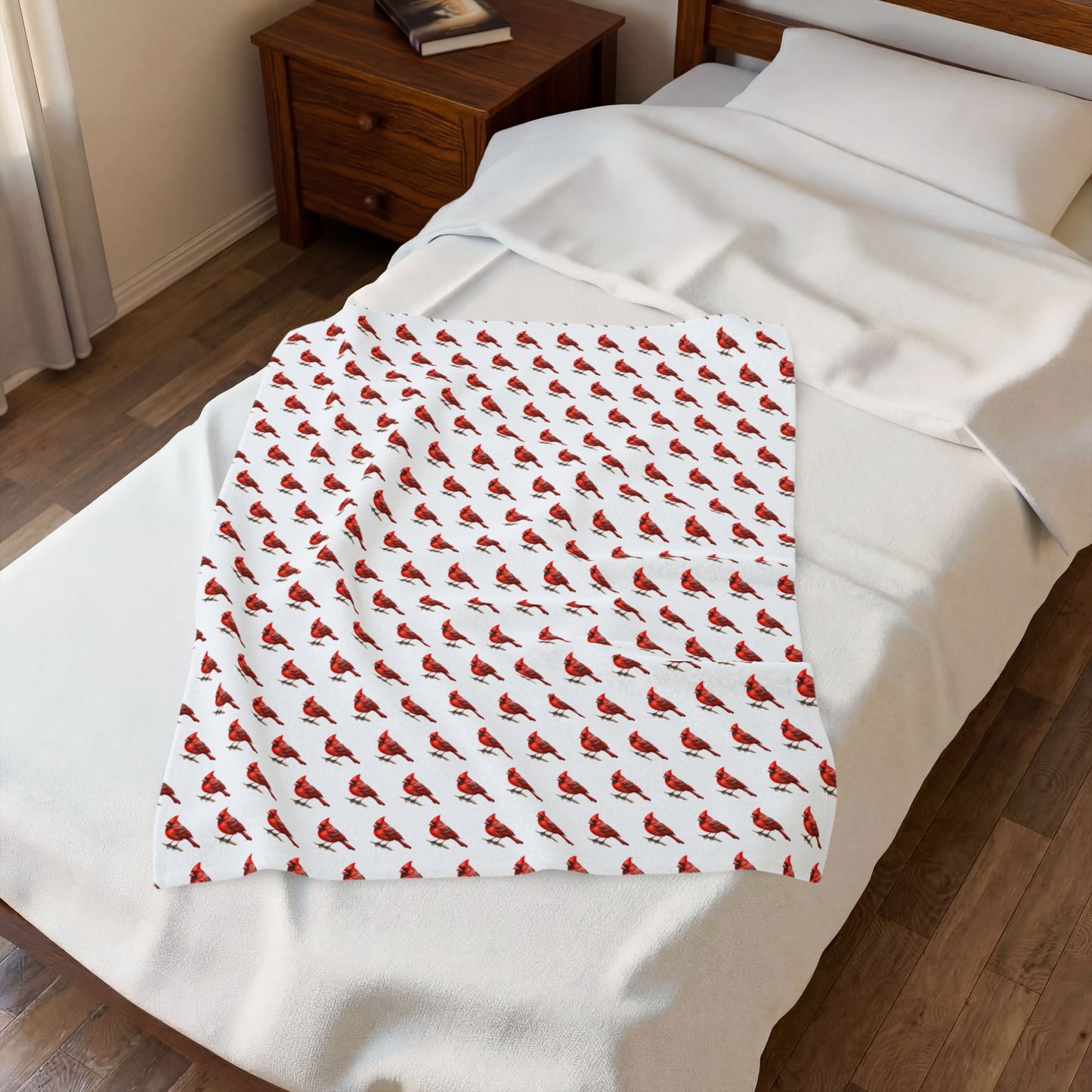 Cardinal Velveteen Plush Blanket - Bird Lover Gift