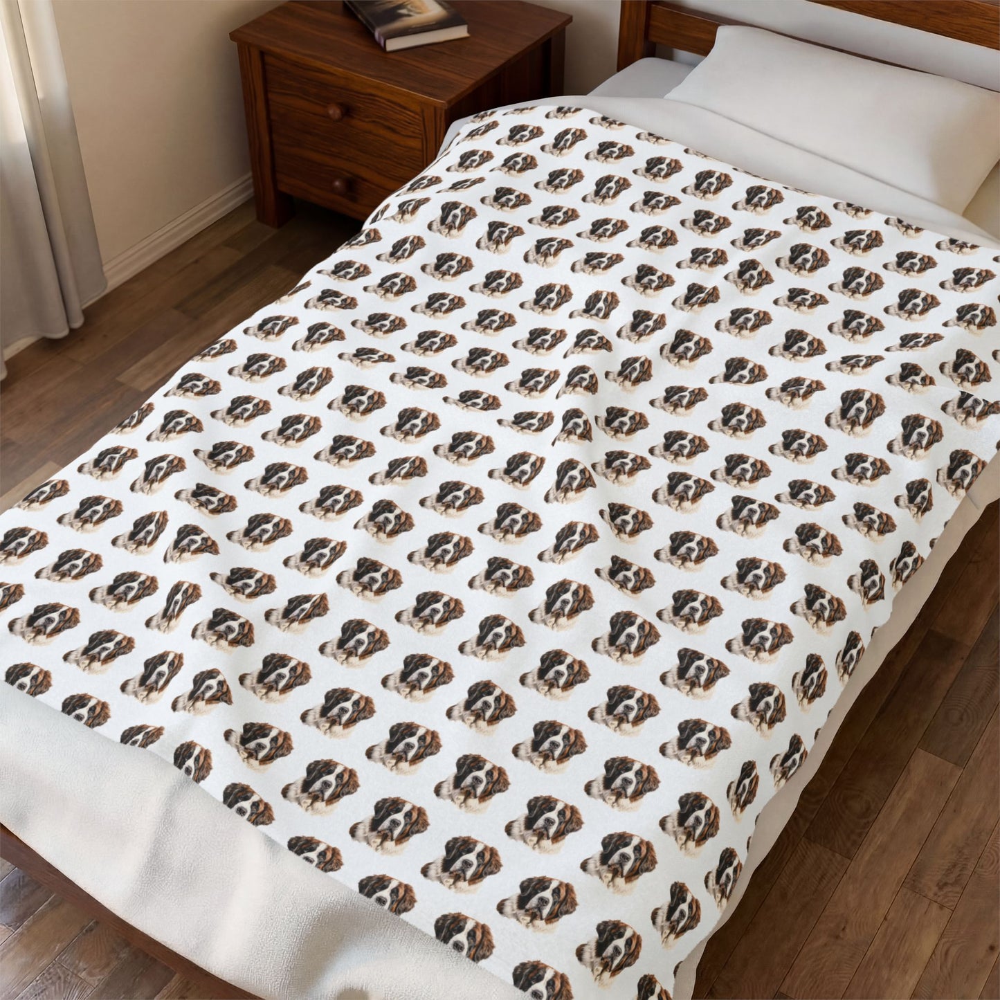 St. Bernard Blanket (Velveteen Plush, White)