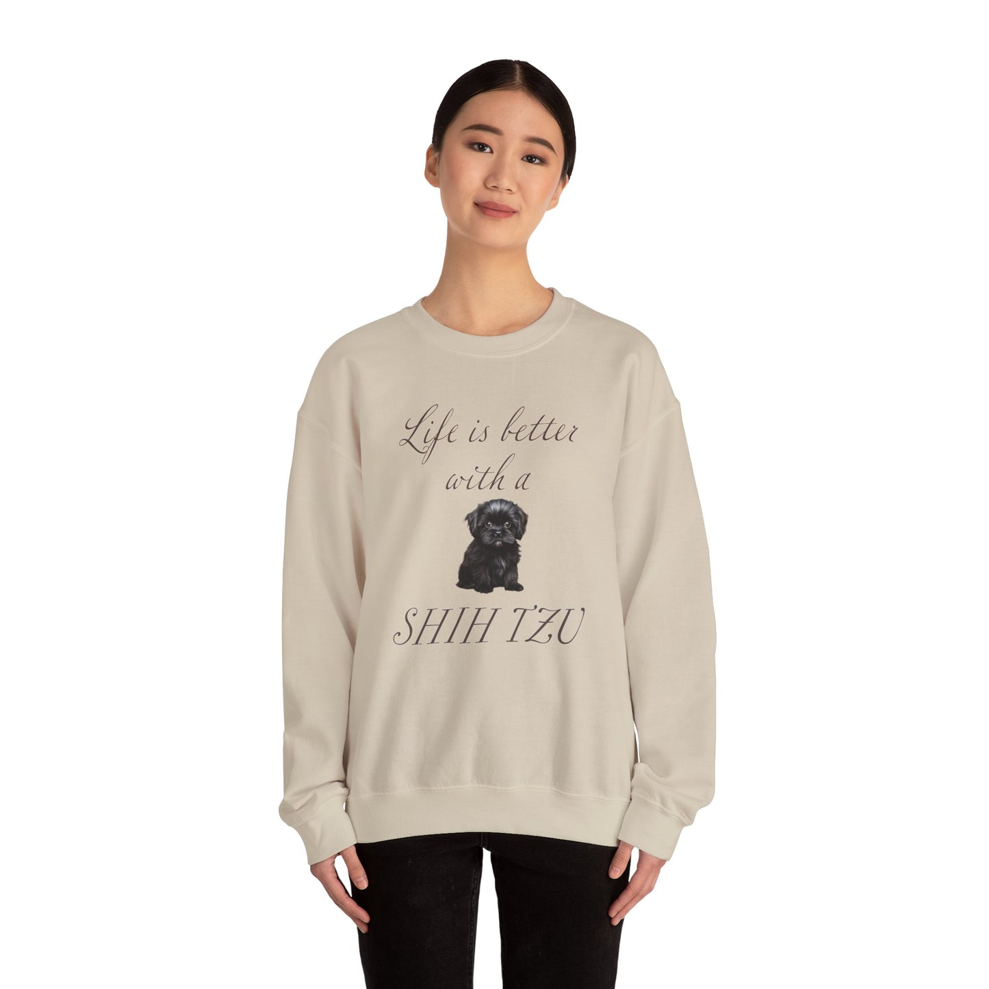 Life is Better with a Shih Tzu Unisex Heavy Blend™ Crewneck Sweatshirt