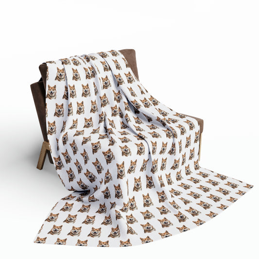 akita fleece blanket on a chair