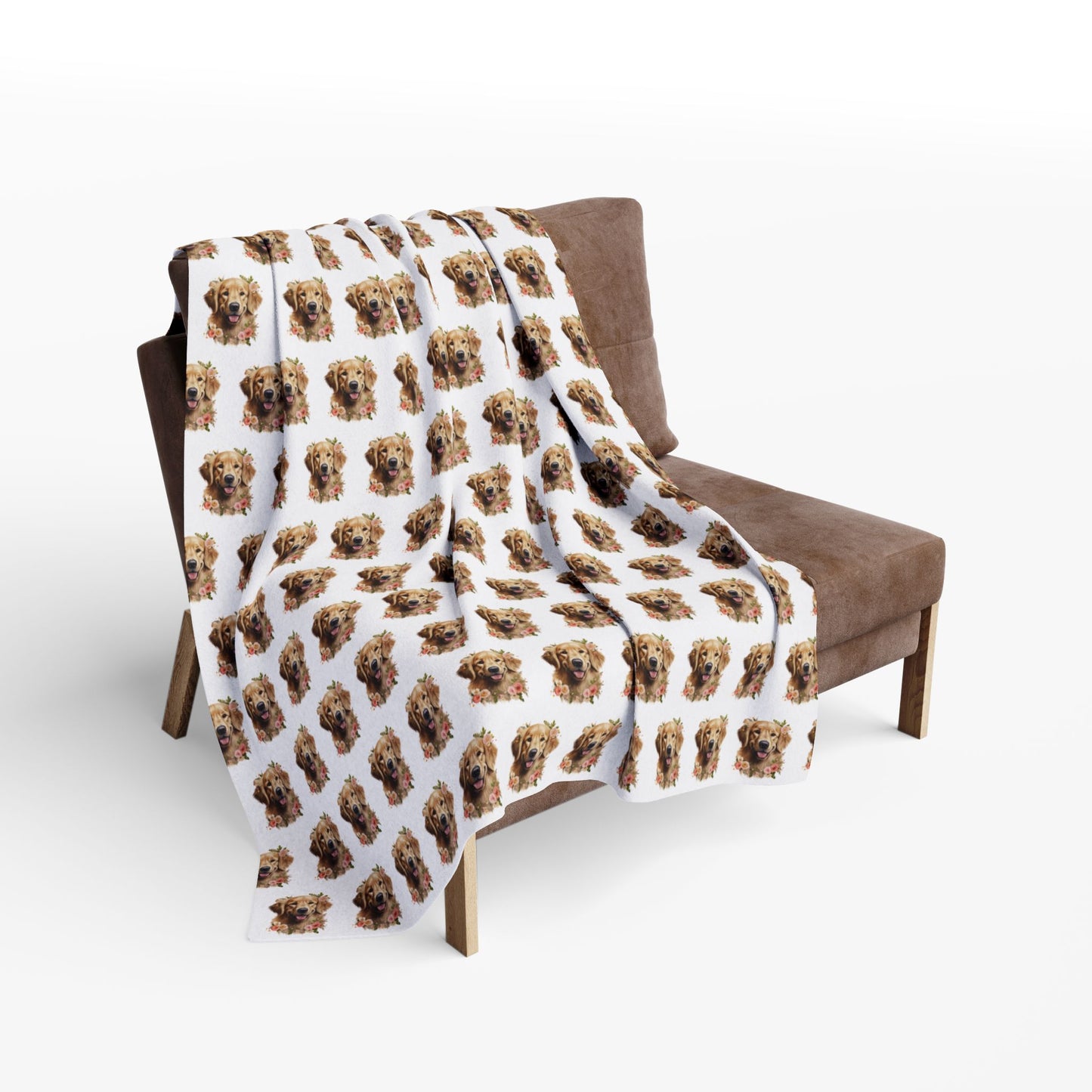 Golden Retriever Blanket - Arctic Fleece Floral Dog Throw - Gift for Dog Mom - Pet Decor