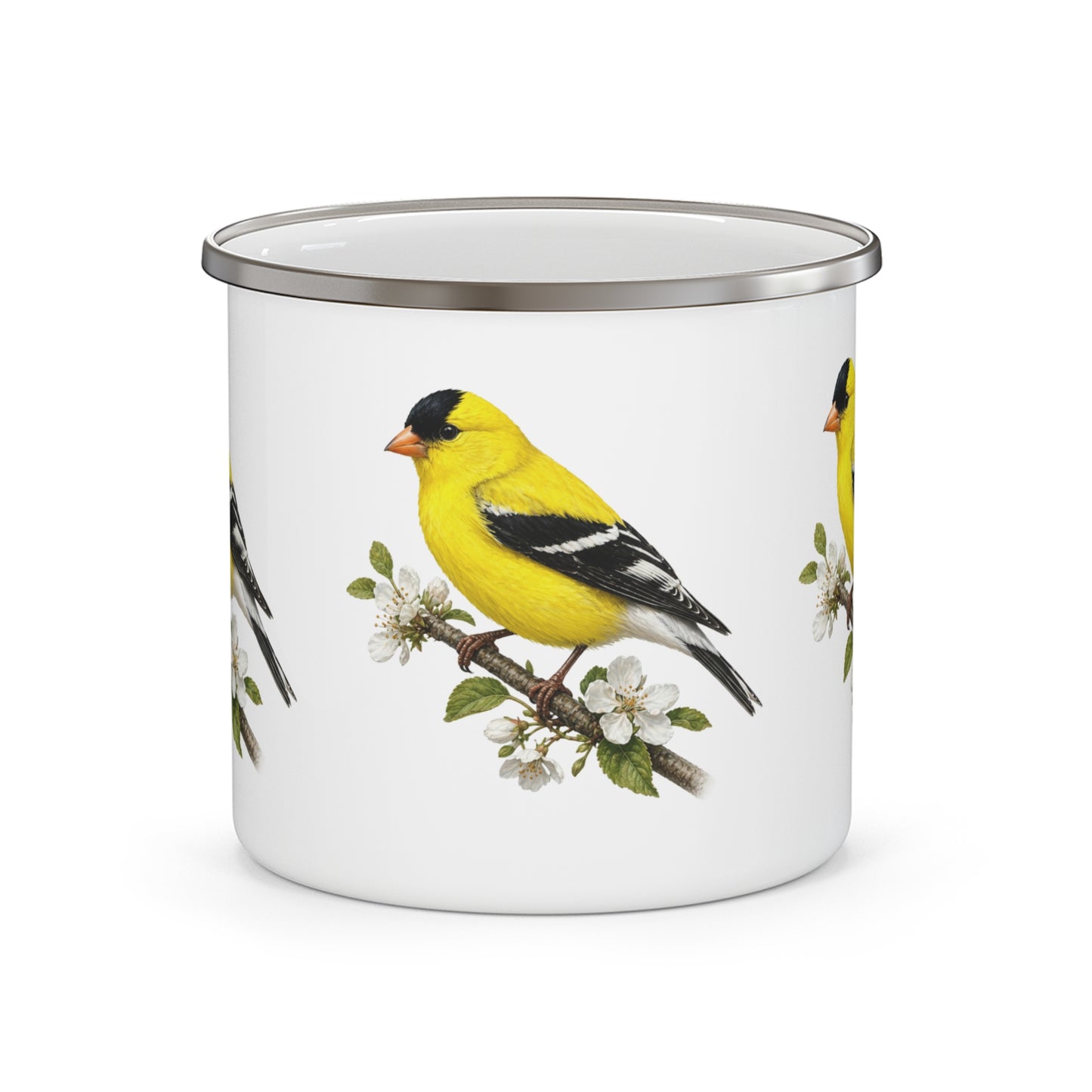 Yellow Goldfinch Enamel Mug | Bird Nature Camping Mug