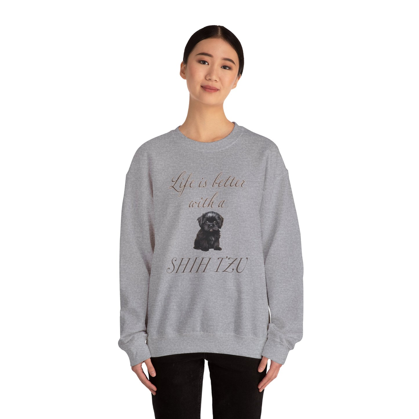 Life is Better with a Shih Tzu Unisex Heavy Blend™ Crewneck Sweatshirt