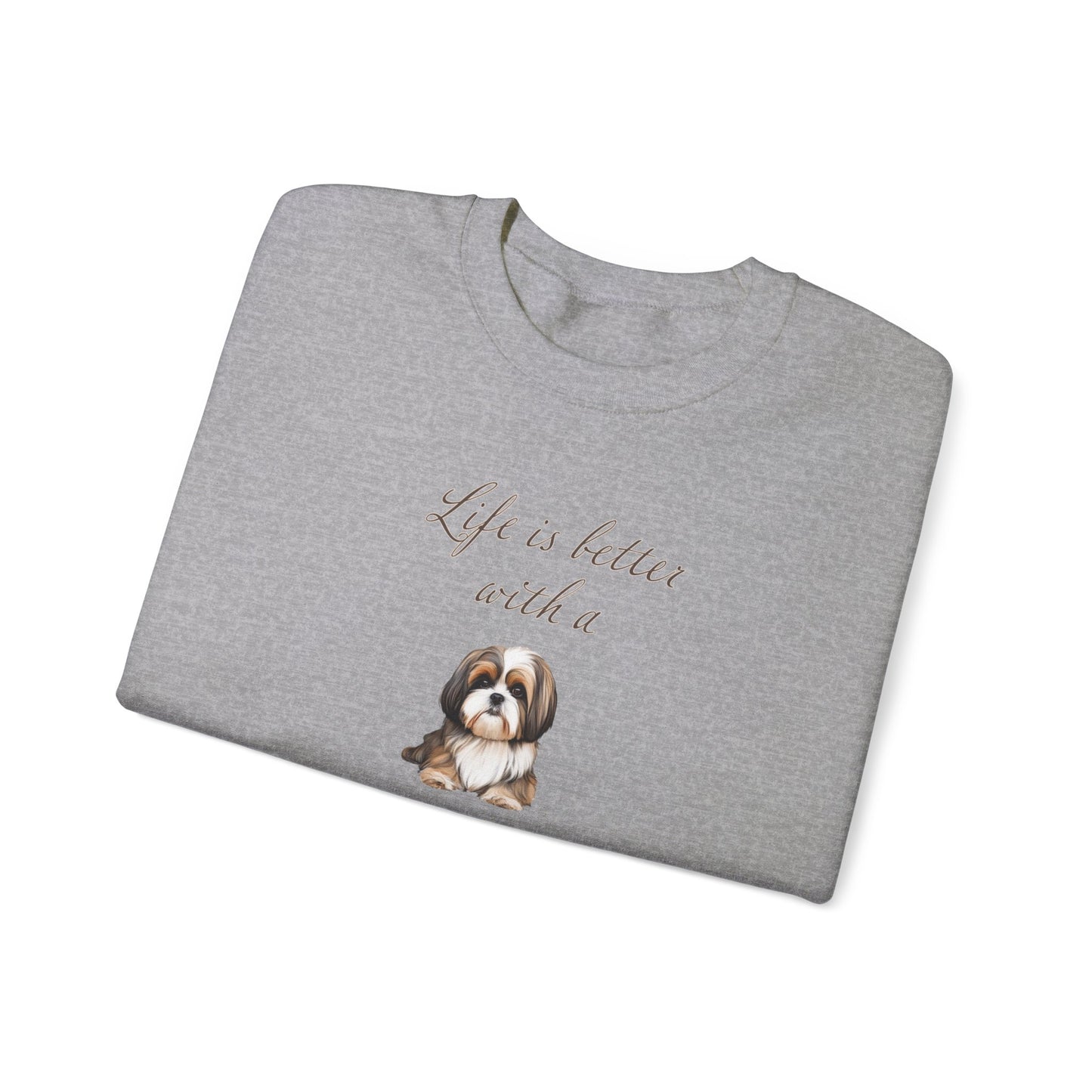 Life is Better with a Shih Tzu Unisex Heavy Blend™ Crewneck Sweatshirt