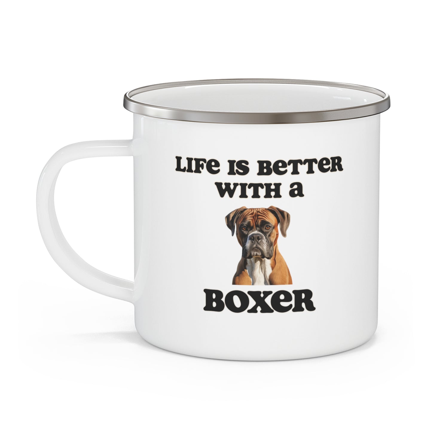 Boxer Enamel Mug -  Life is Better with a Boxer Camping Mug