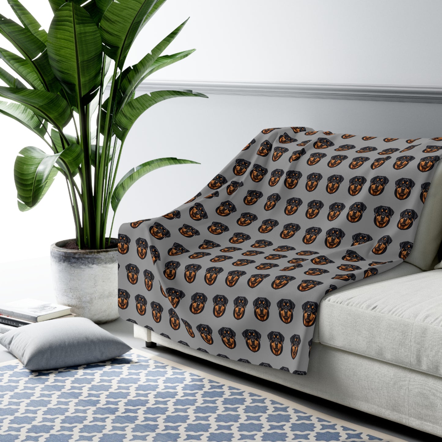 Grey Rottweiler Blanket | Dog Lover Gift