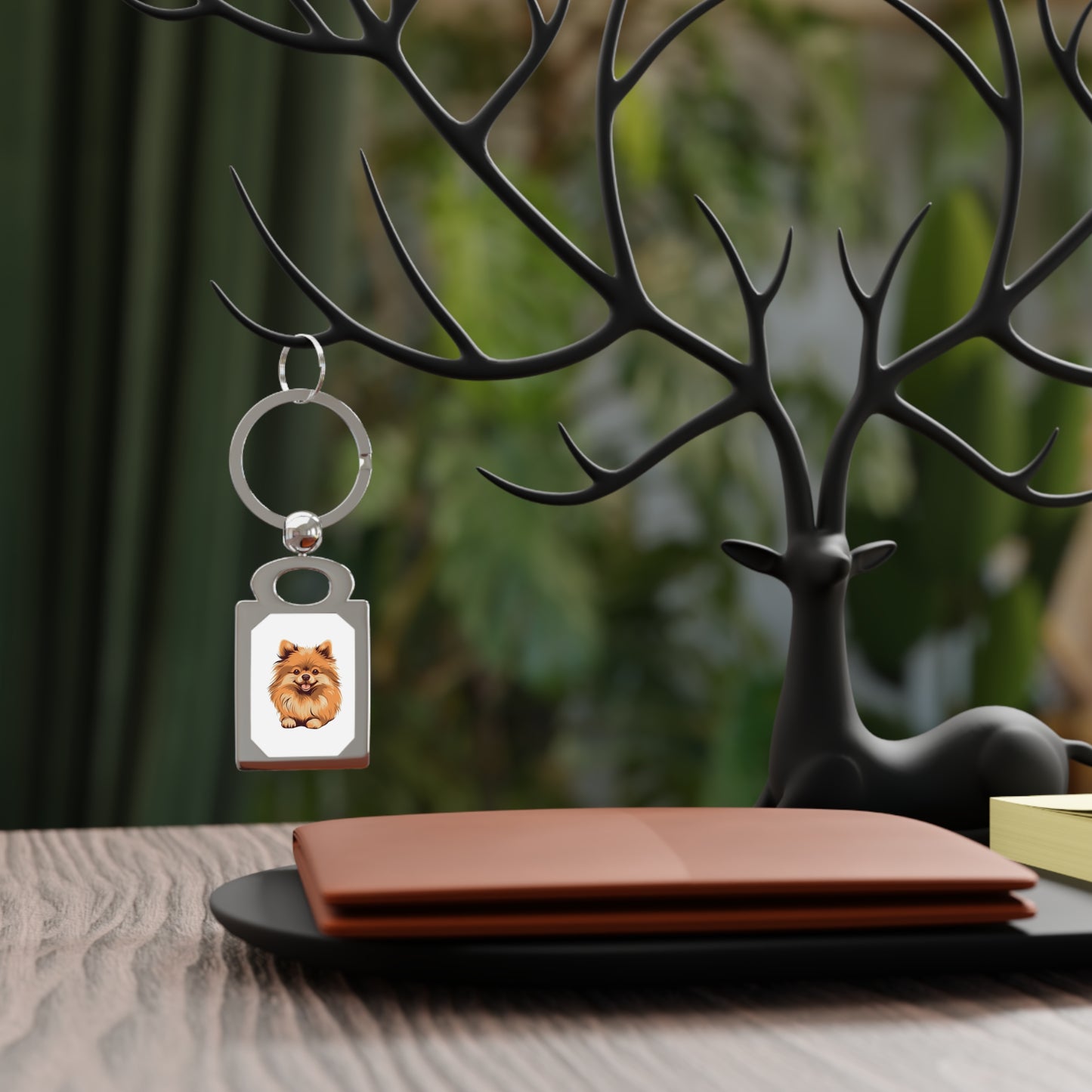Pomeranian Rectangle Keyring