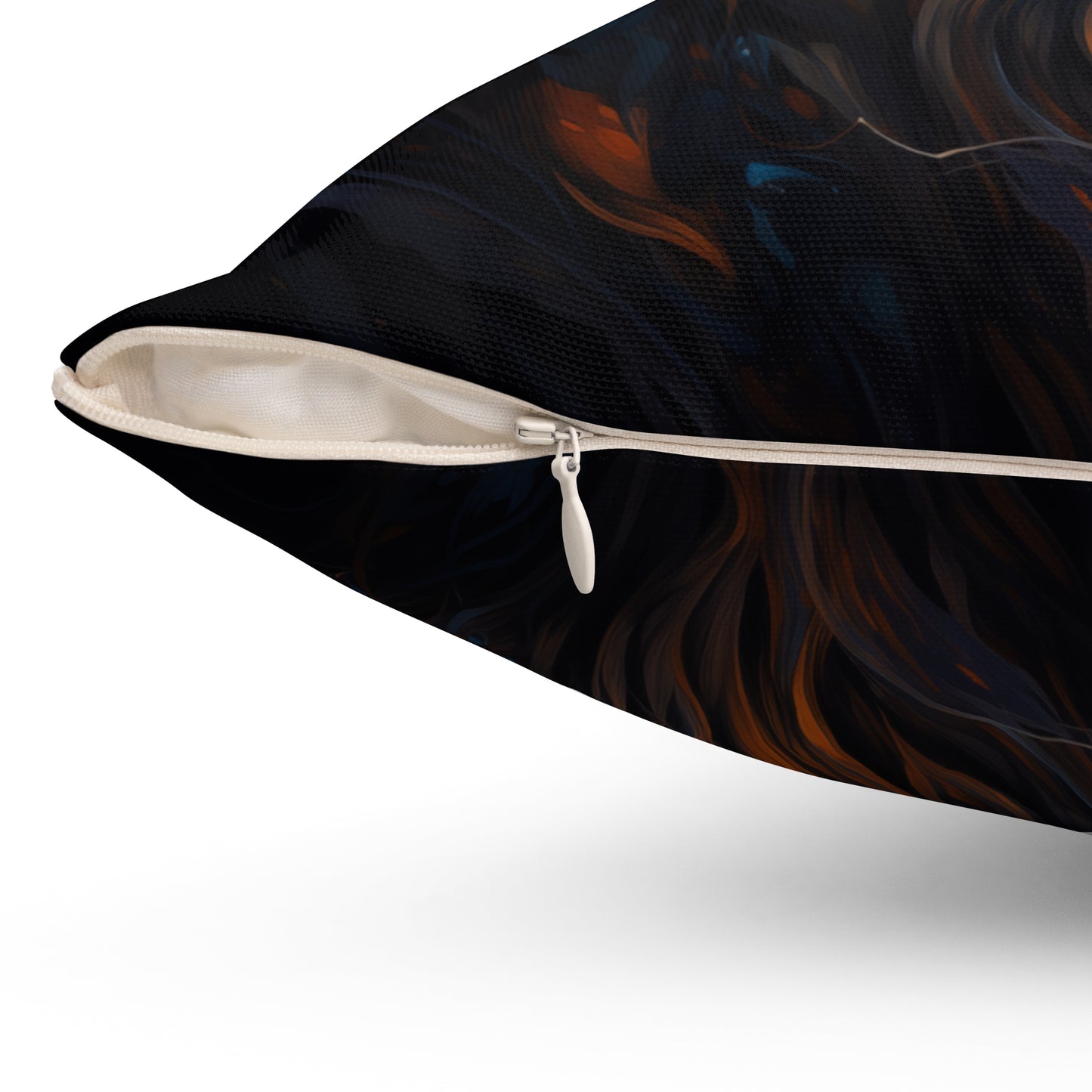 Lion Pillow - Spun Polyester Square White Throw Cushion