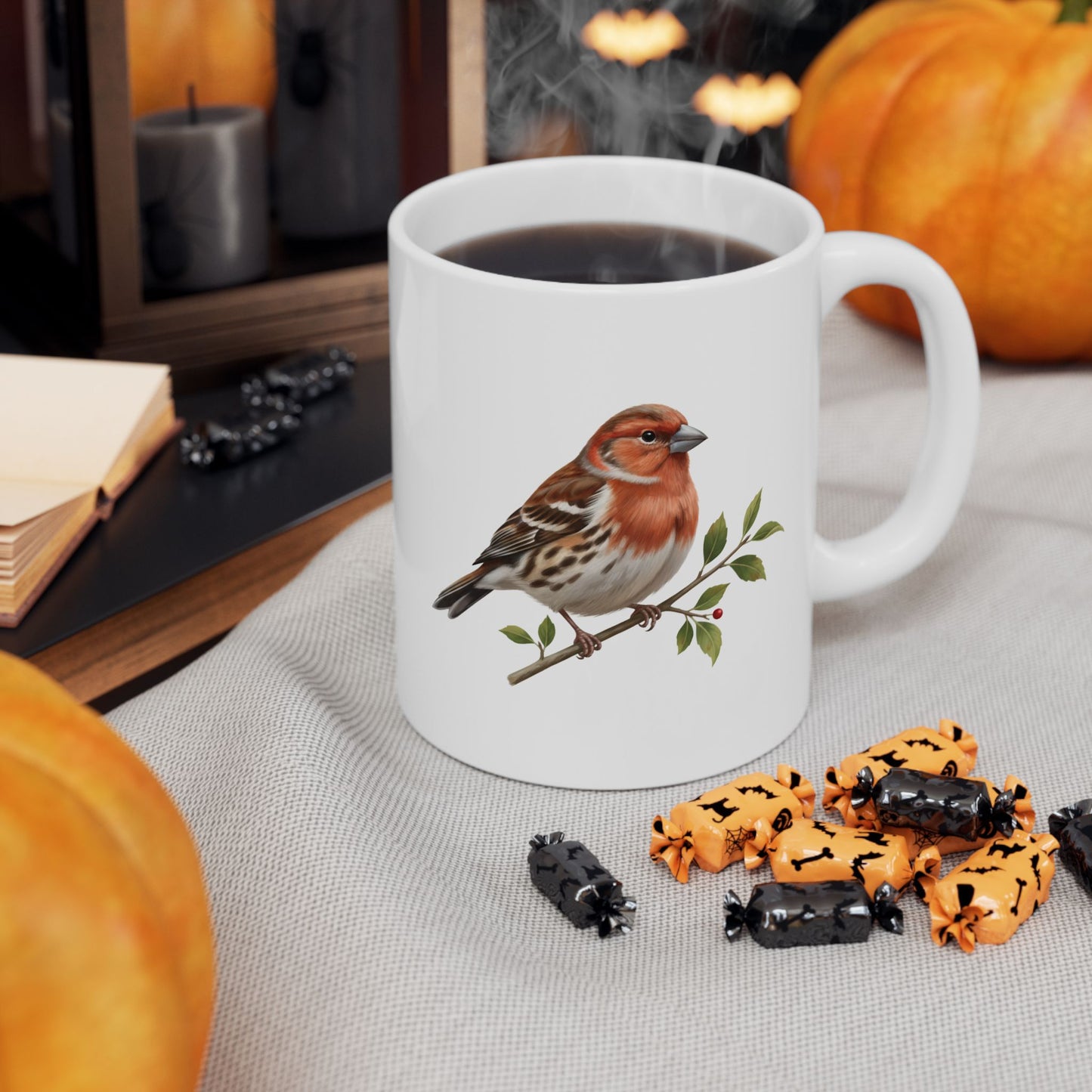 Finch Mug - Bird Lover Gift, Ceramic Coffee Cup, Animal Print Tea Mug, Nature Inspired Drinkware, Wildlife Enthusiast Present
