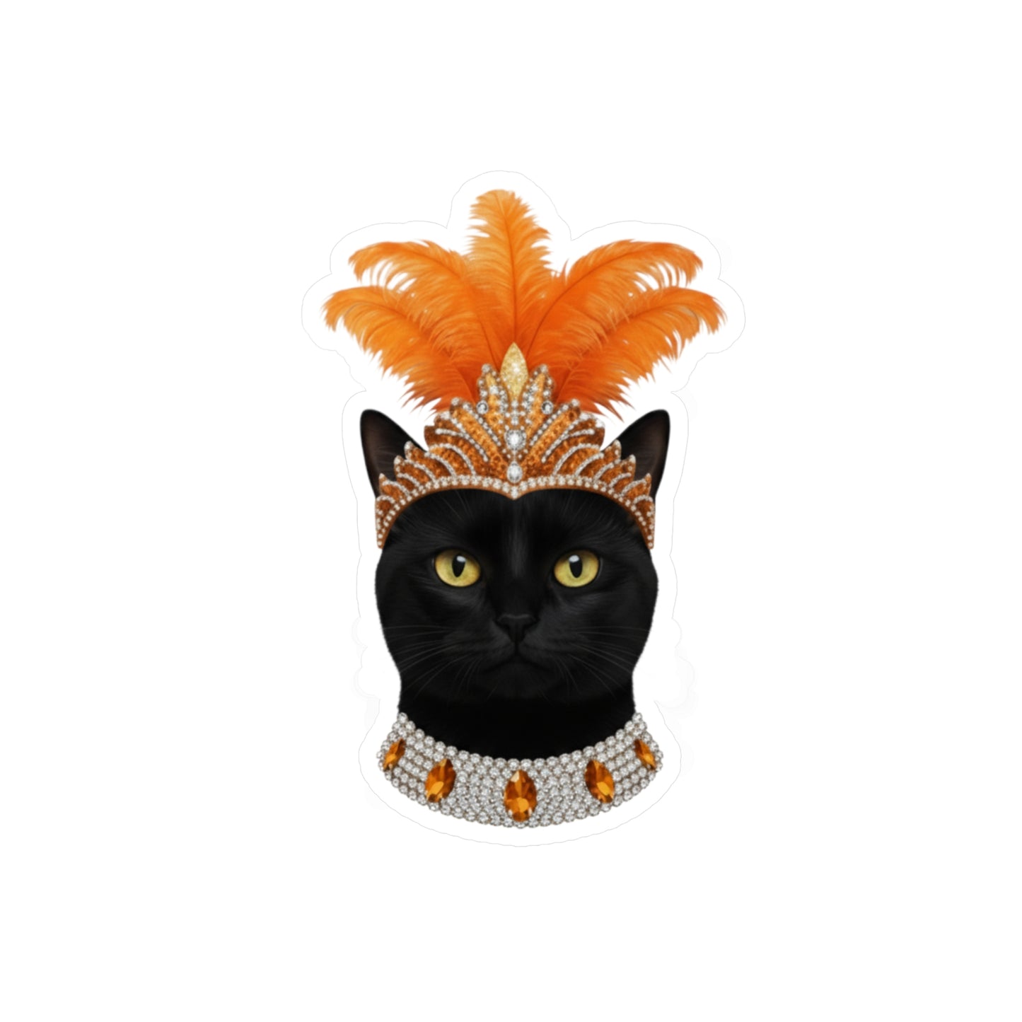 Showgirl Black Cat decal - Cat Sticker - Pet Decal - Outdoor - Indoor - Animal Showgirl Collection Orange Edition