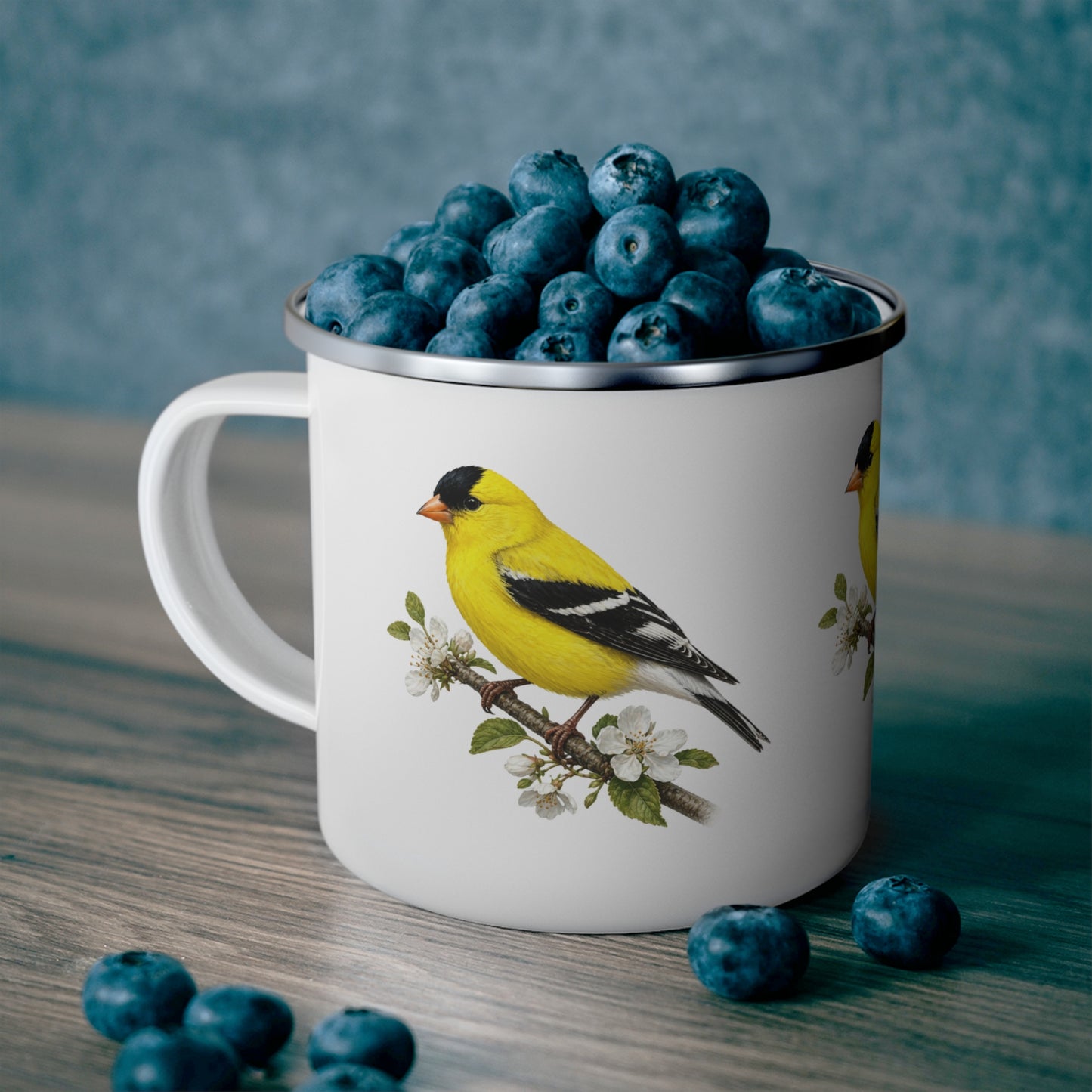 Yellow Goldfinch Enamel Mug | Bird Nature Camping Mug