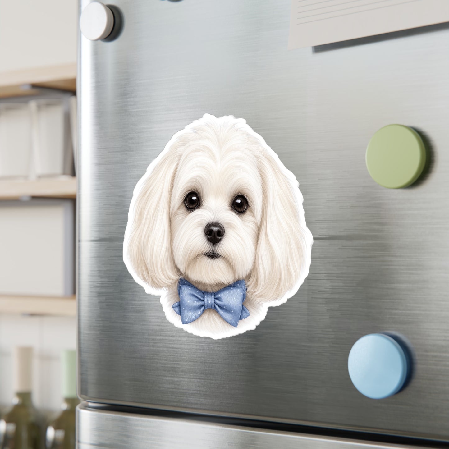 Maltese Dog Sticker - Blue Bowtie Waterproof Dog Decal