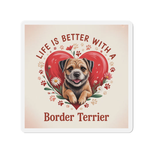 Border Terrier Die-Cut Magnet - Cute Dog Breed Refrigerator Magnet, Pet Lover Gift, Animal Decor, Fridge Decoration, Puppy Art Magnet