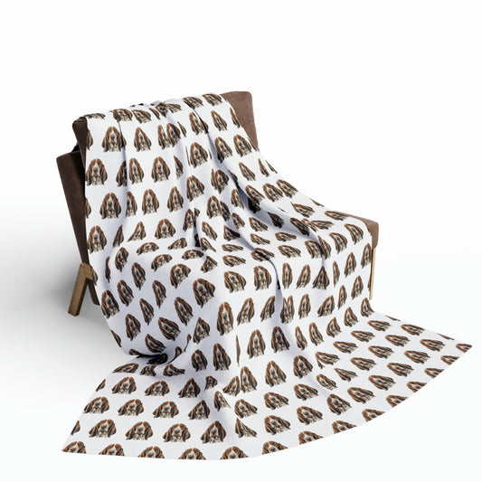 basset hound fleece blanket on a chair
