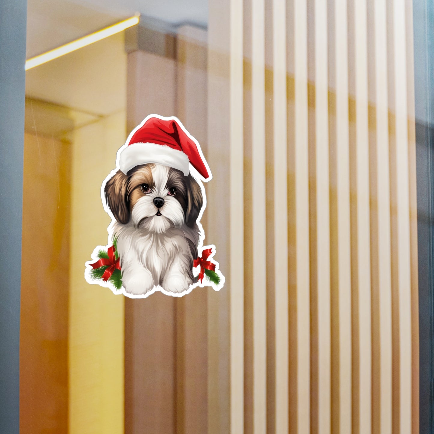 Shih Tzu Christmas Sticker - Waterproof Dog Decal