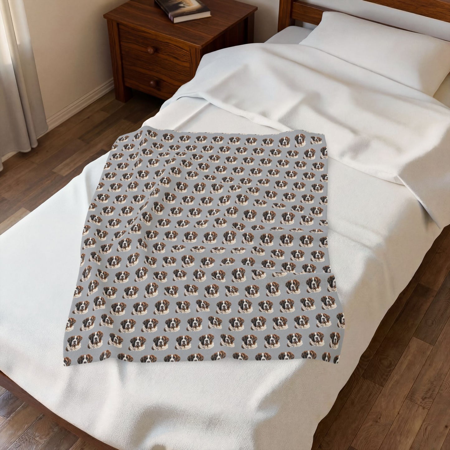 St. Bernard Blanket (Velveteen Plush, Grey)