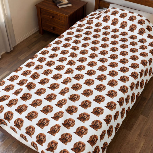 Cocker Spaniel Blanket (Velveteen Plush, White)