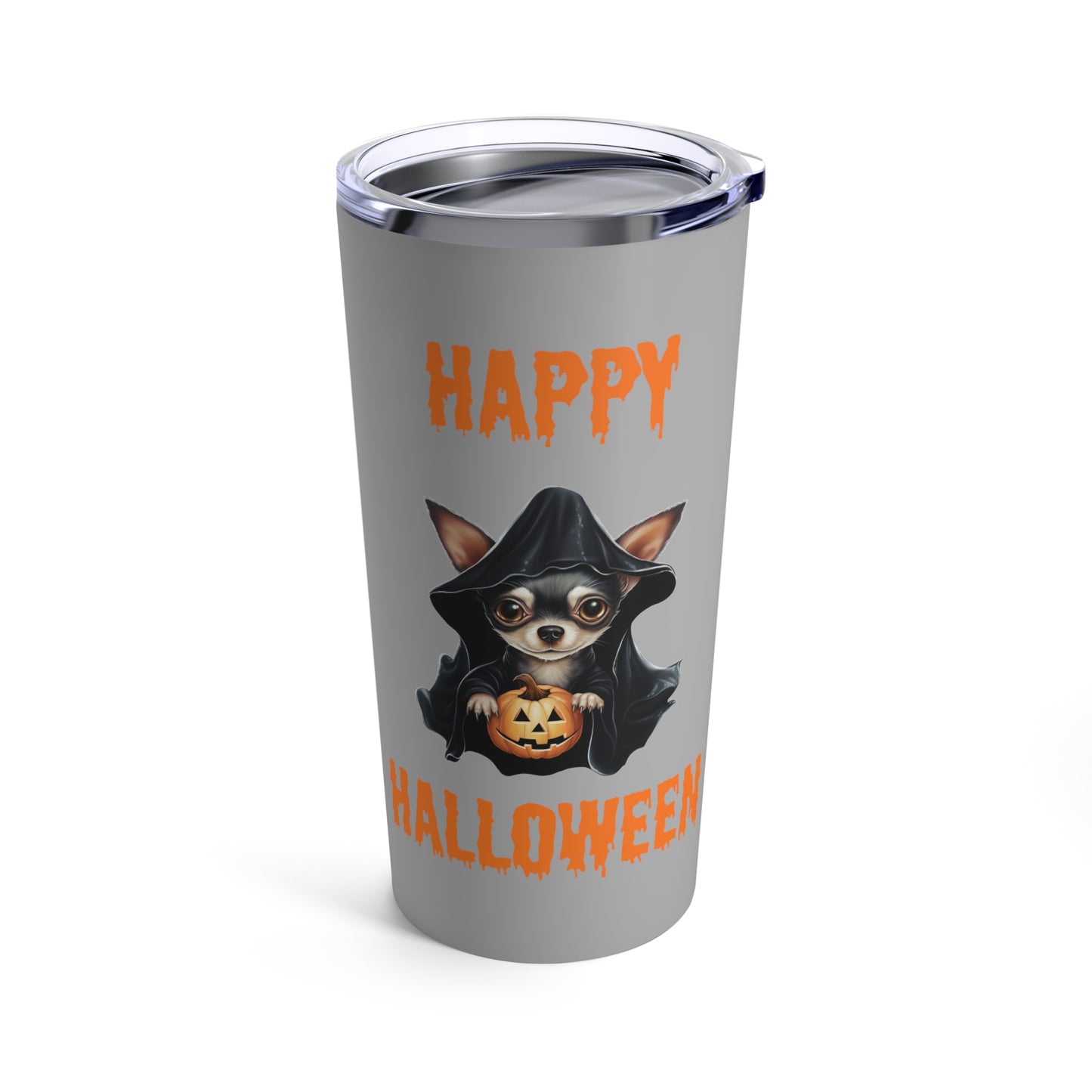 Grey Happy Halloween Chihuahua Stainless Steel Tumbler 20oz