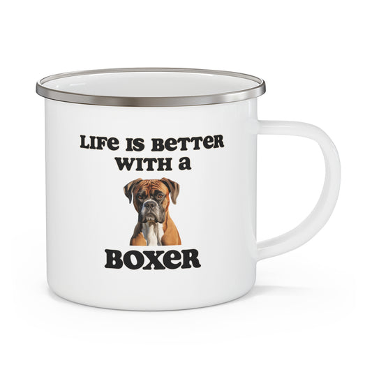 Boxer Enamel Mug -  Life is Better with a Boxer Camping Mug