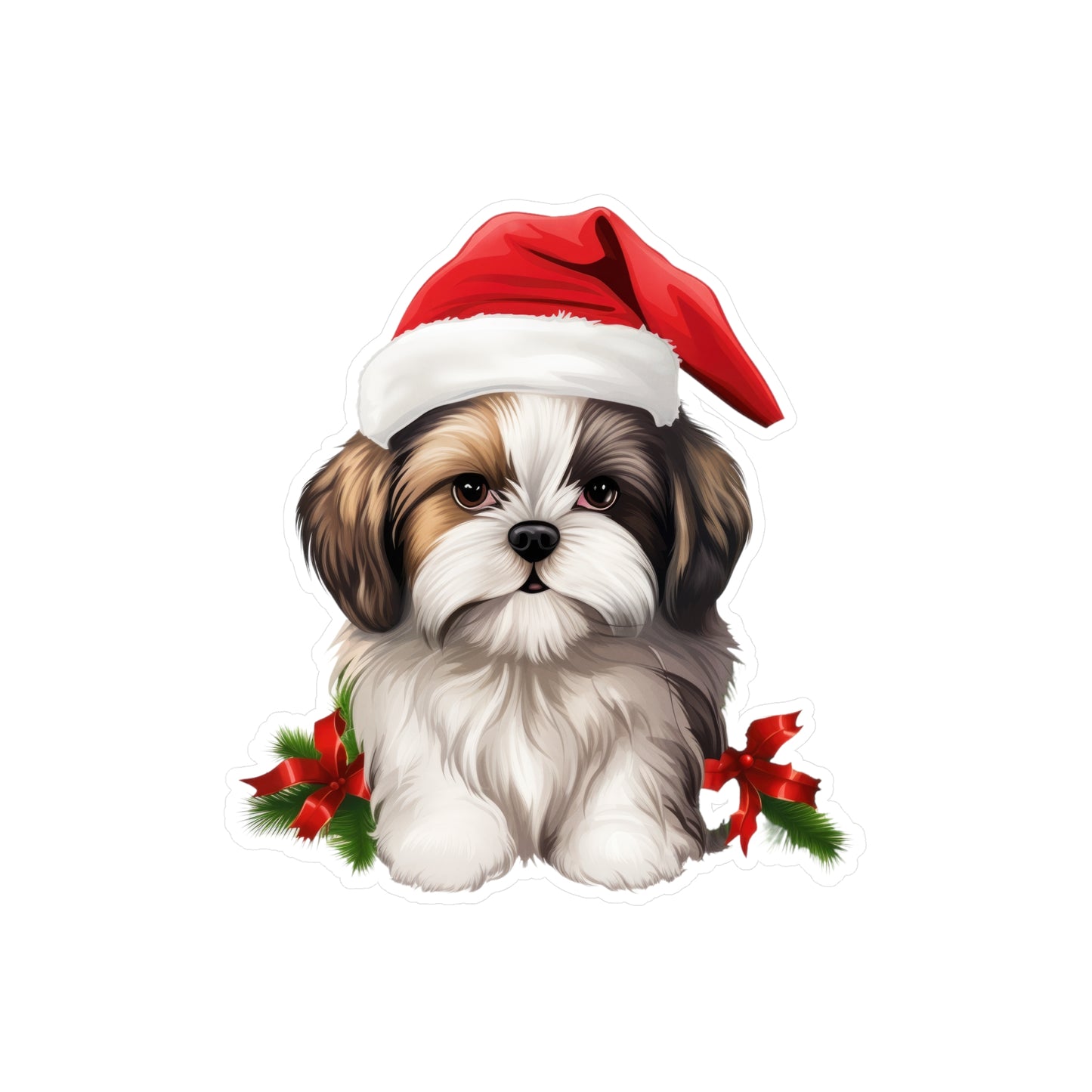 Shih Tzu Christmas Sticker - Waterproof Dog Decal