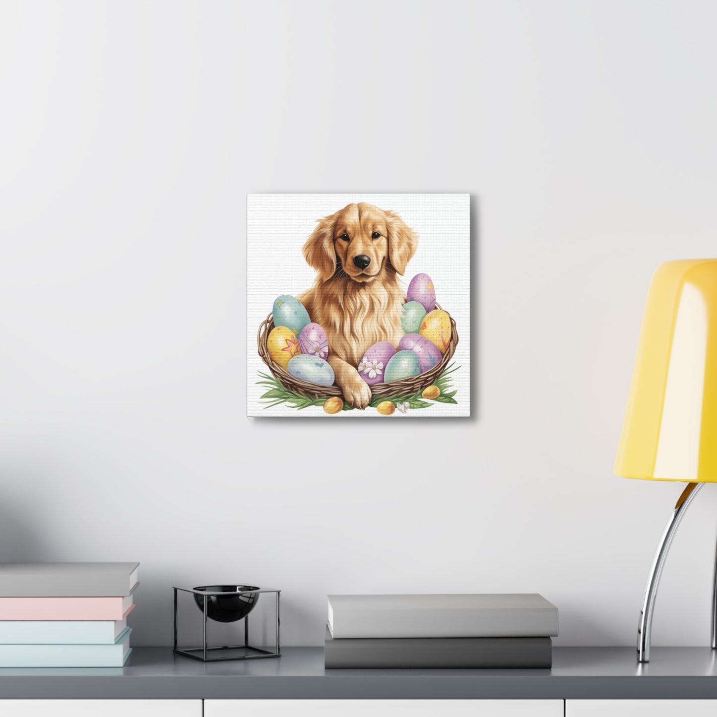 Golden Retriever Easter Wall Art - Spring Print - Canvas Gallery Wraps