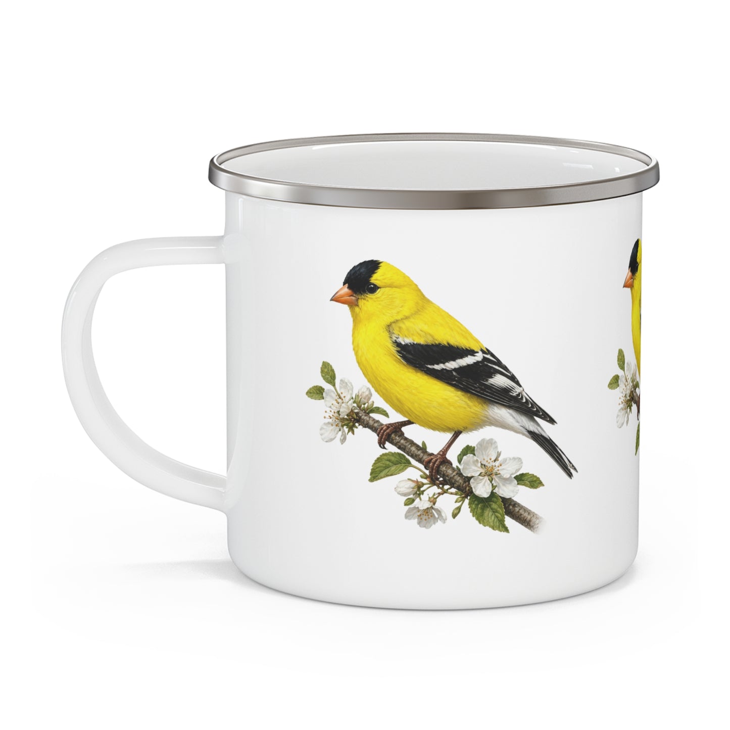 Yellow Goldfinch Enamel Mug | Bird Nature Camping Mug