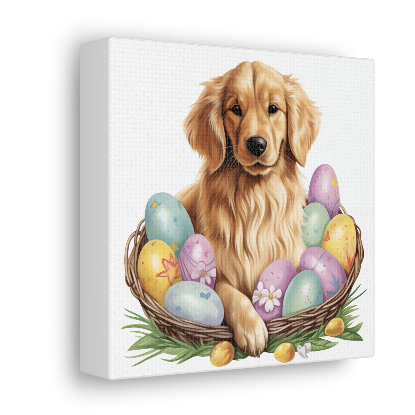 Golden Retriever Easter Wall Art - Spring Print - Canvas Gallery Wraps
