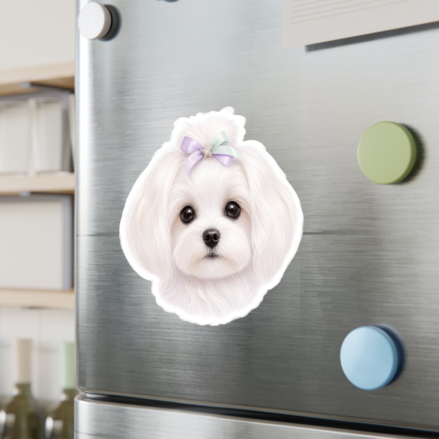 Maltese Dog Sticker - Lavender Bow Waterproof Dog Decal