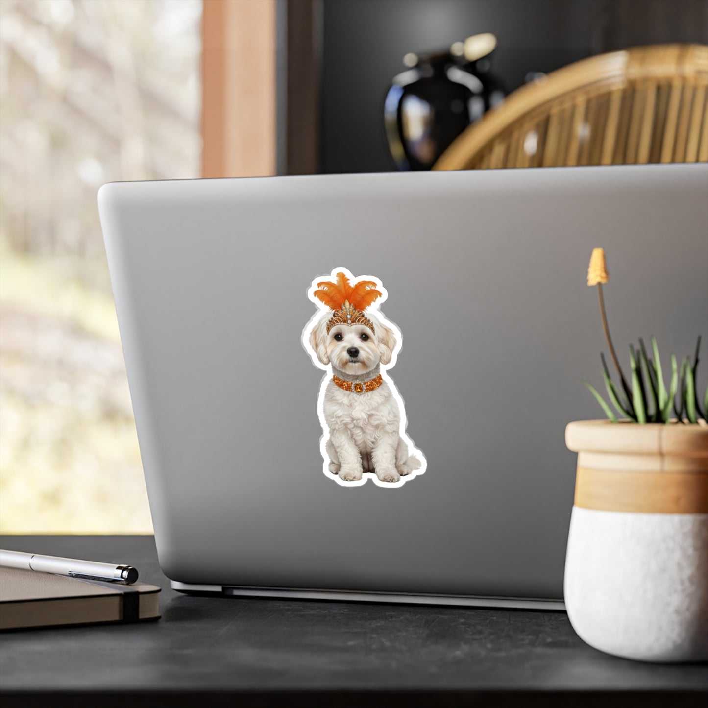 Showgirl Maltipoo decal - Shih Tzu Sticker  - Dog Sticker - Pet Decal - Outdoor - Indoor - Animal Showgirl Collection Orange Edition