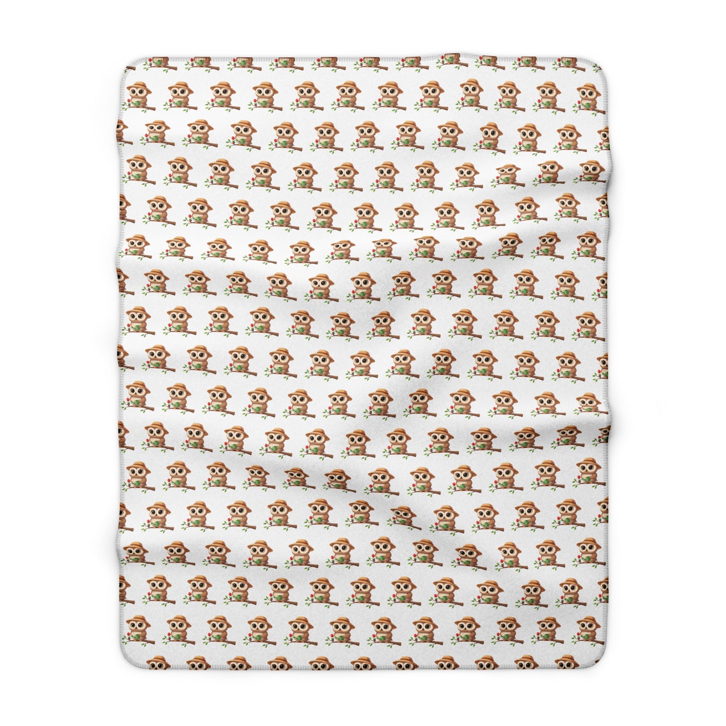 Sherpa Fleece Blanket, Gardener Owl Watering Can Design, Cozy Throw, Home Decor, Gift for Gardeners, Animal Lover Gift