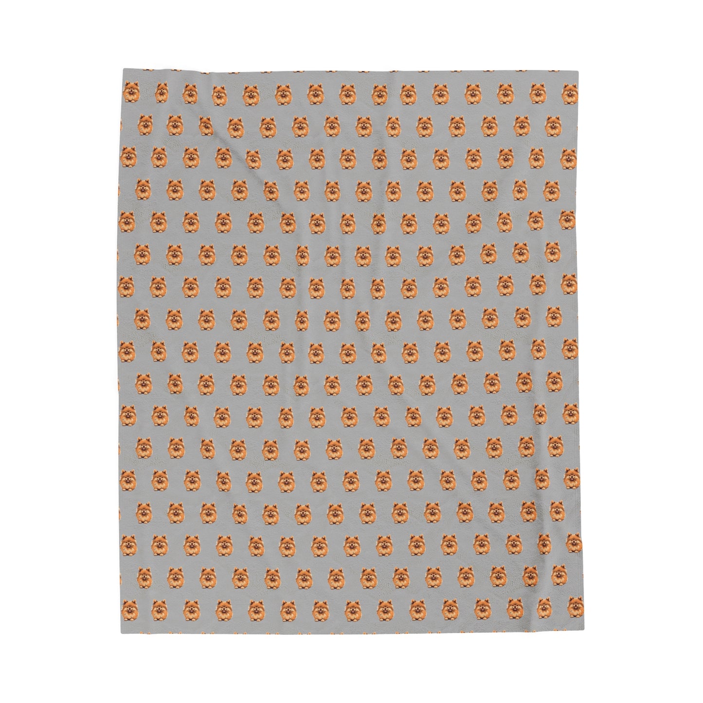 Pomeranian Velveteen Plush Blanket (Grey)