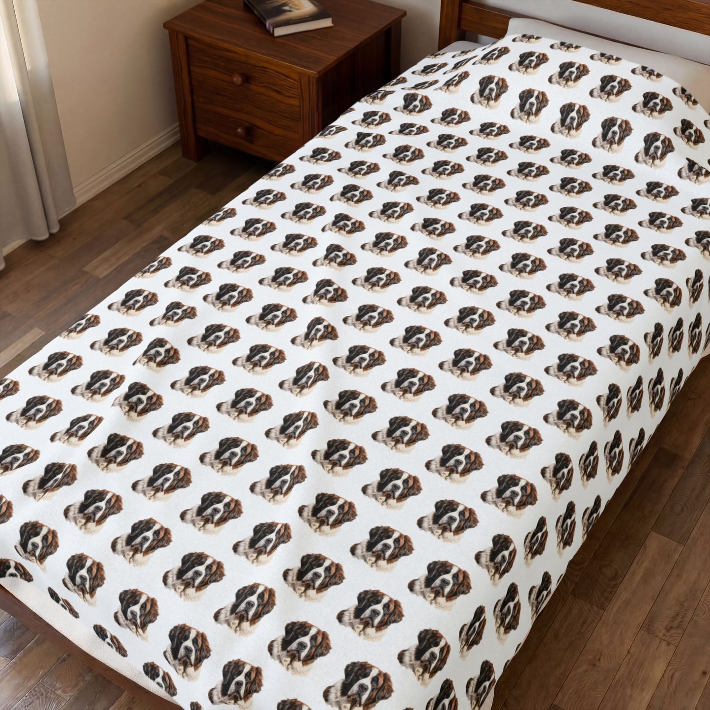 St. Bernard Blanket (Velveteen Plush, White)