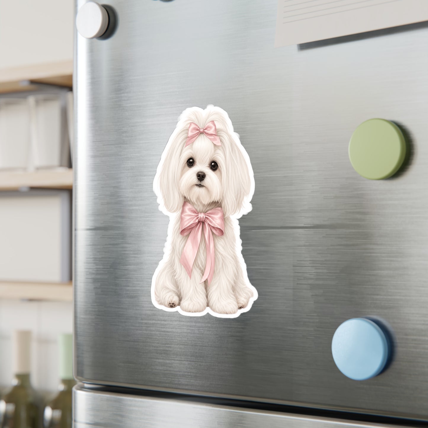 Maltese Dog Sticker - Boutique Bow Waterproof Dog Decal