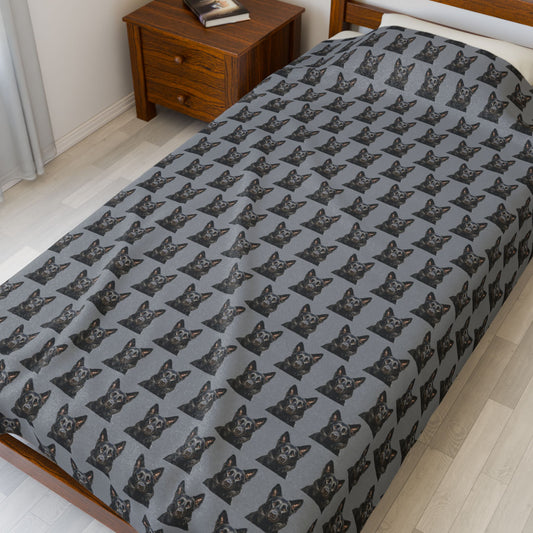 Black German Shepherd Velveteen Plush Blanket