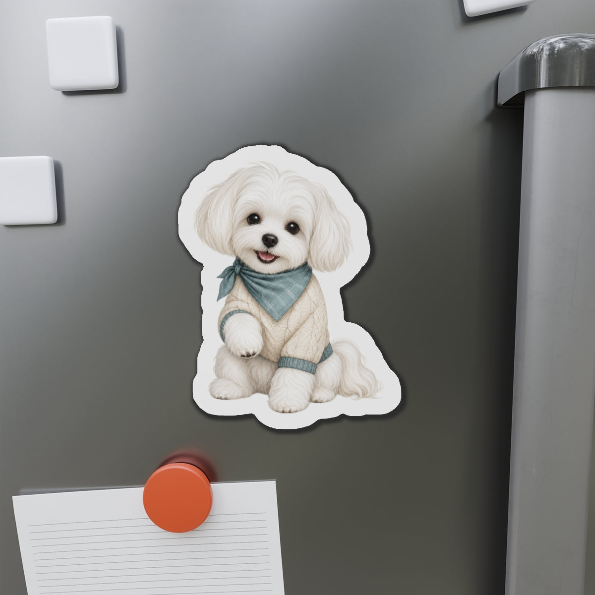Maltese Dog Magnet - Teal Bandana Dog Lover Gift