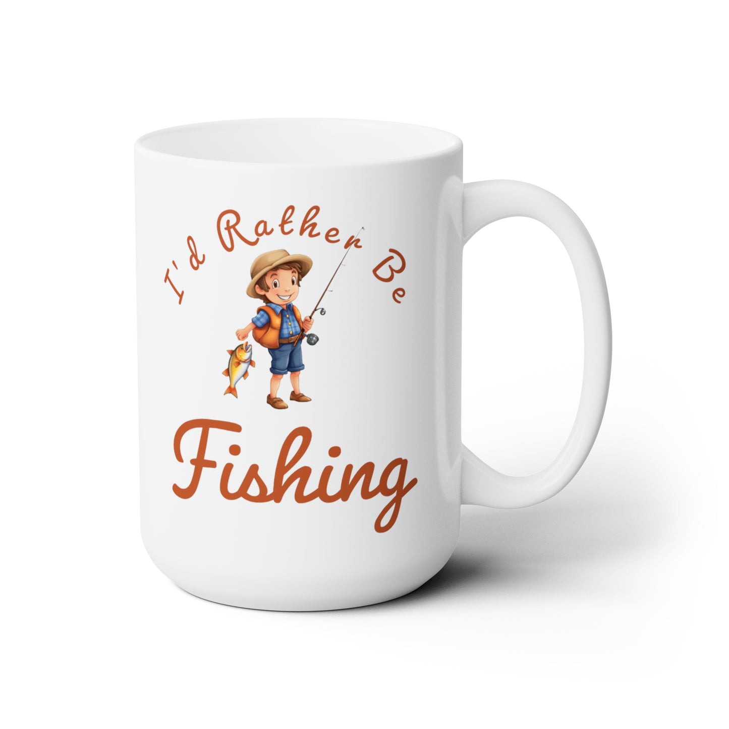 I'd Rather Be Fishing boy with fish 15oz