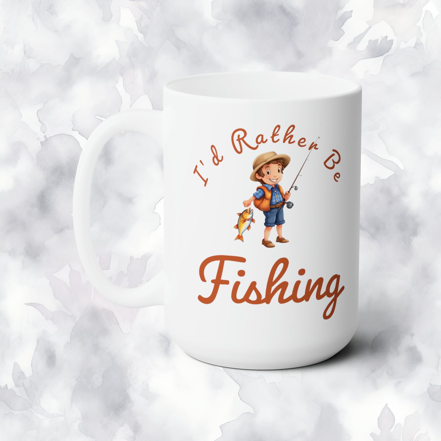 I'd Rather Be Fishing boy with fish 15oz