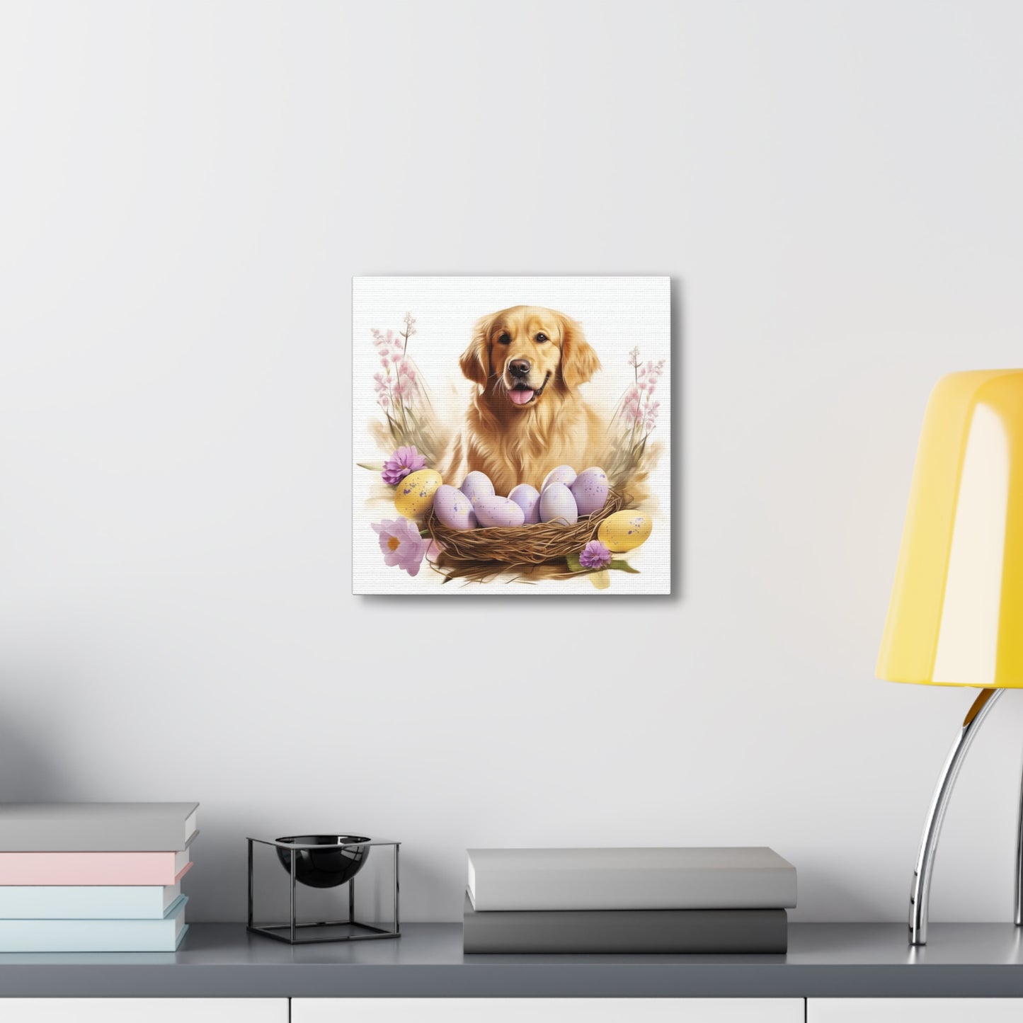 Golden Retriever Easter Wall Art - Spring Print - Canvas Gallery Wraps