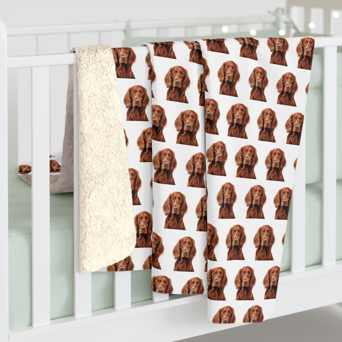 Sherpa Fleece Blanket - Irish Setter Design, Dog Lover Gift, Cozy Winter Blanket, Pet Owner Present, St. Patrick's Day Decor