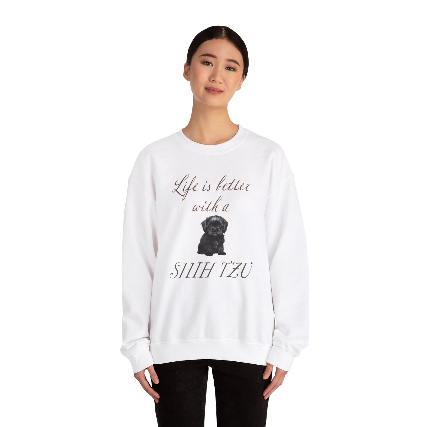 Life is Better with a Shih Tzu Unisex Heavy Blend™ Crewneck Sweatshirt