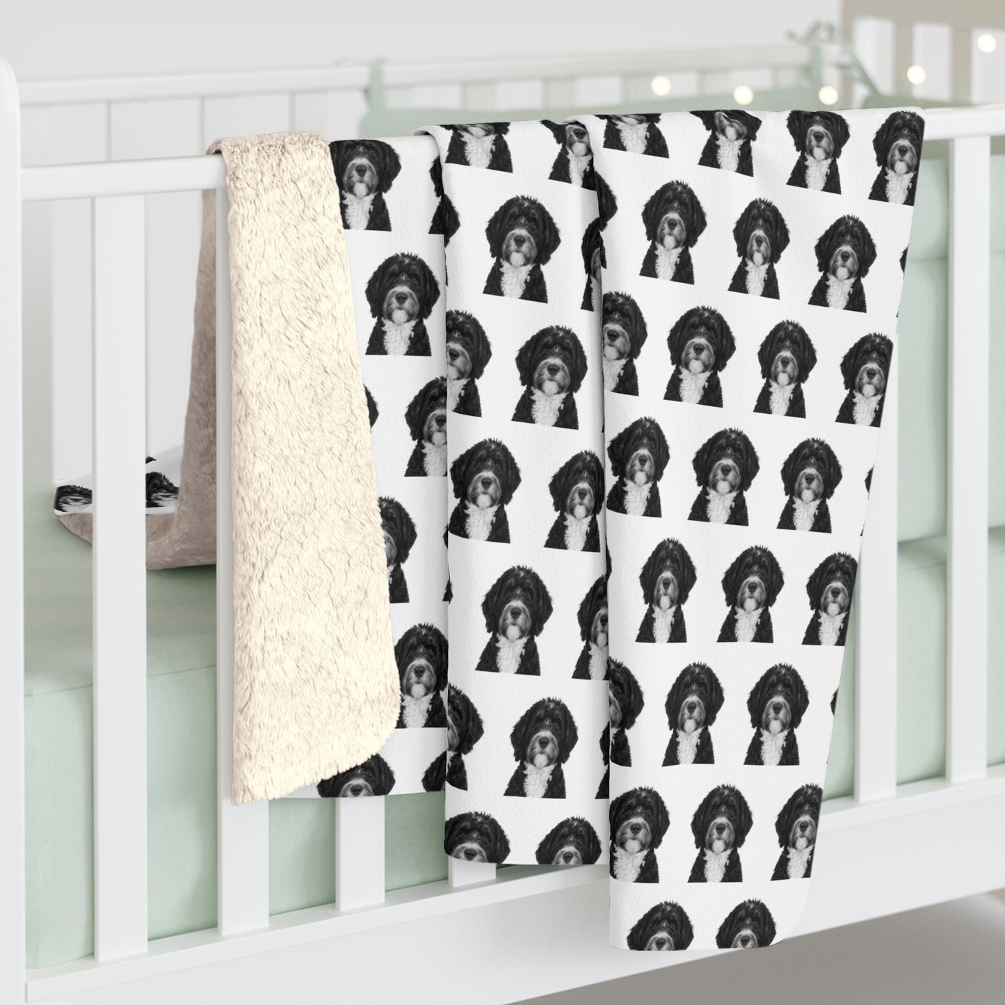 Sherpa Fleece Blanket, Bernedoodle Design - Cozy Throw, Dog Lover Gift, Home Decor, Animal Print, Winter Blanket