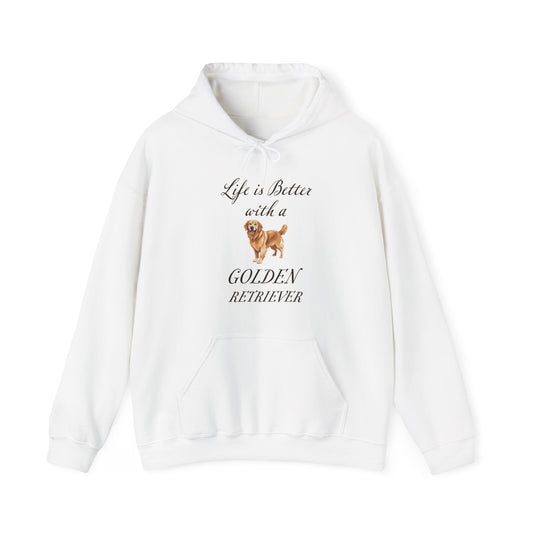 Life is Better with a Golden Retriever Unisex Heavy Blend Hooded Sweatshirt