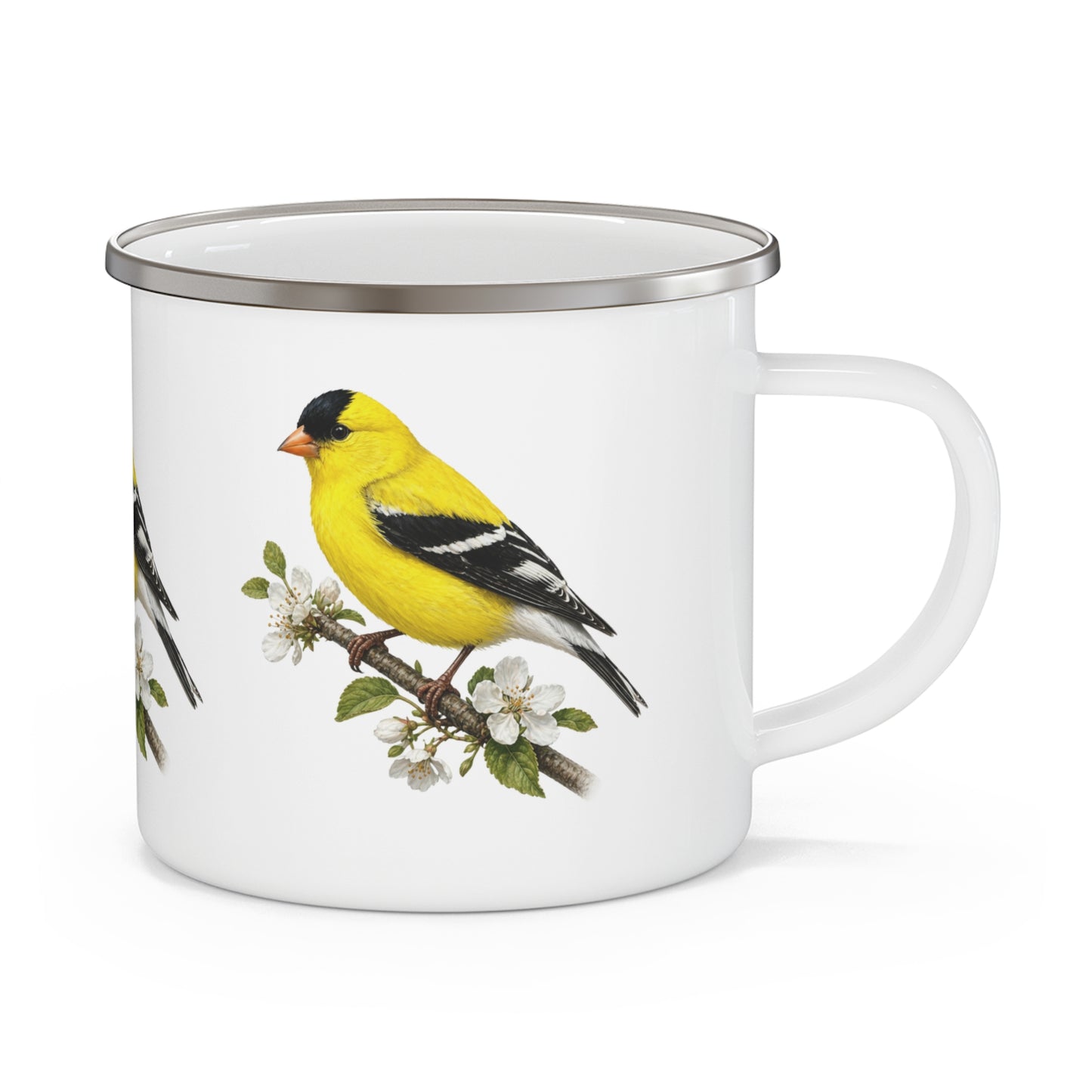 Yellow Goldfinch Enamel Mug | Bird Nature Camping Mug