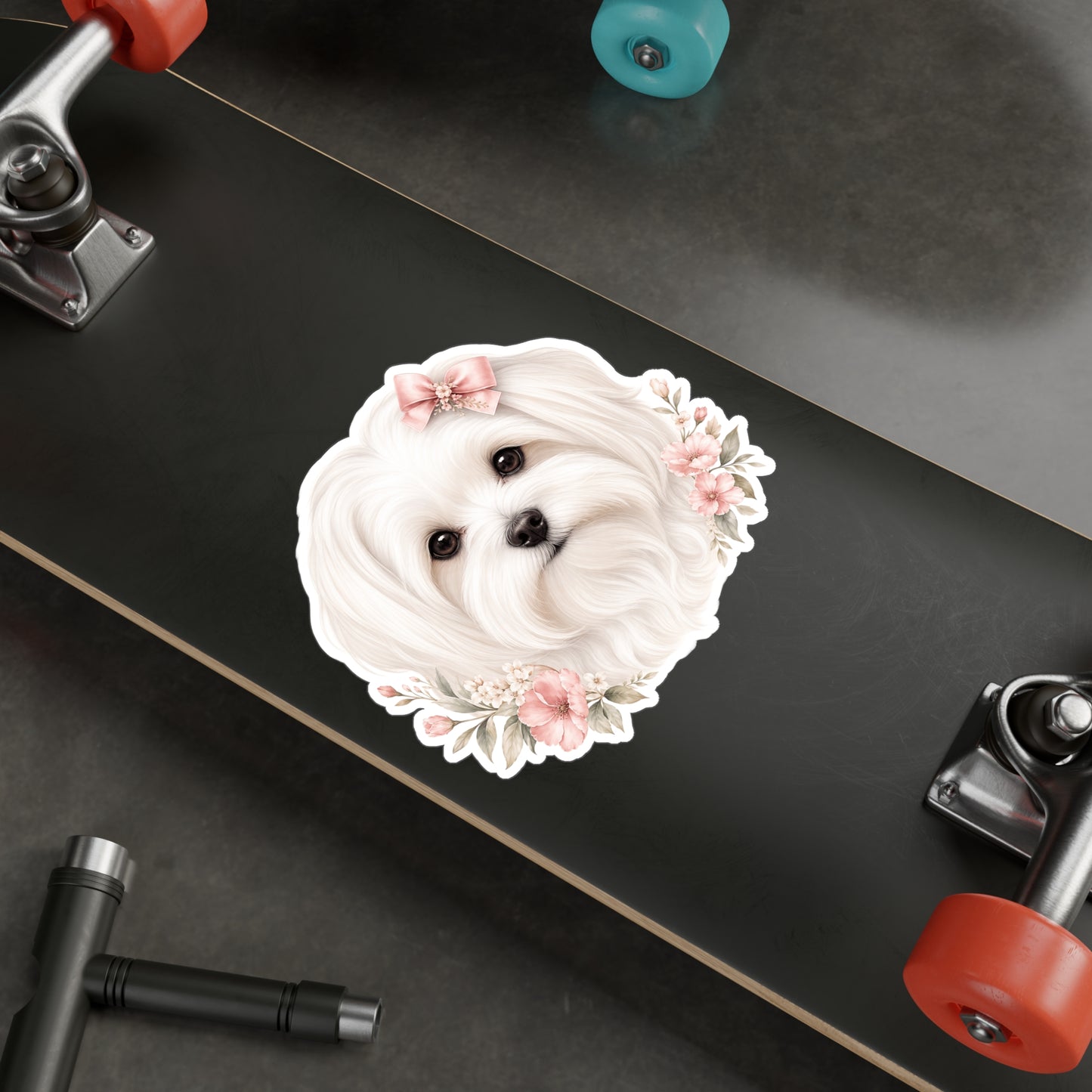 Maltese Dog Sticker - Pink Bow Waterproof Dog Decal