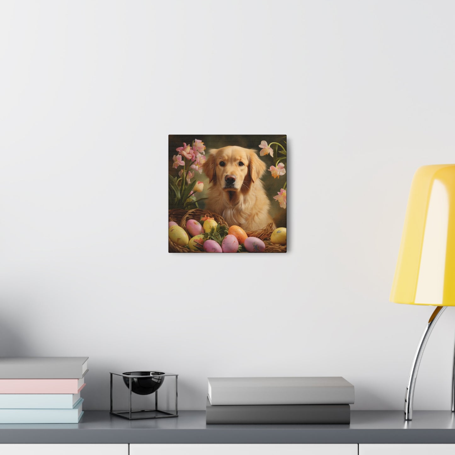 Golden Retriever Easter Wall Art - Spring Print - Canvas Gallery Wraps