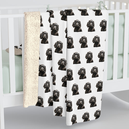 Sherpa Fleece Blanket, Dog Lover Gift, Pet Owner Decor, Black Cocker Spaniel Throw, Cozy Animal Print Bedding, Home Living Room Accent,