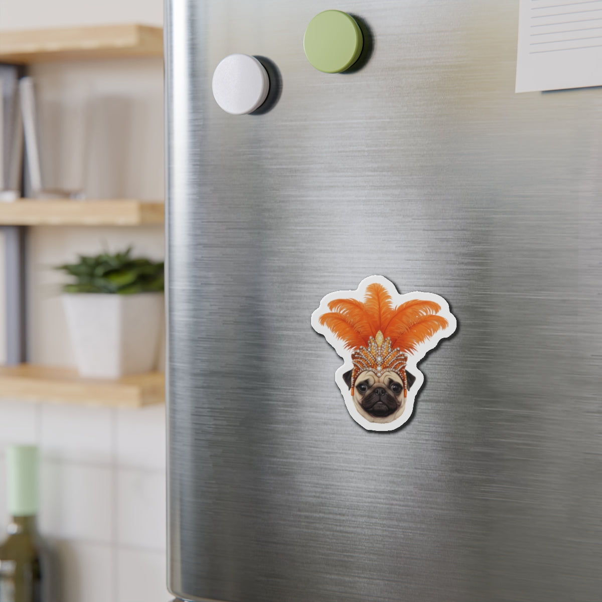 Pug Showgirl Magnet - The Animal Showgirl Collection Orange Edition - Vibrant Color - Durable Outdoor Vinyl