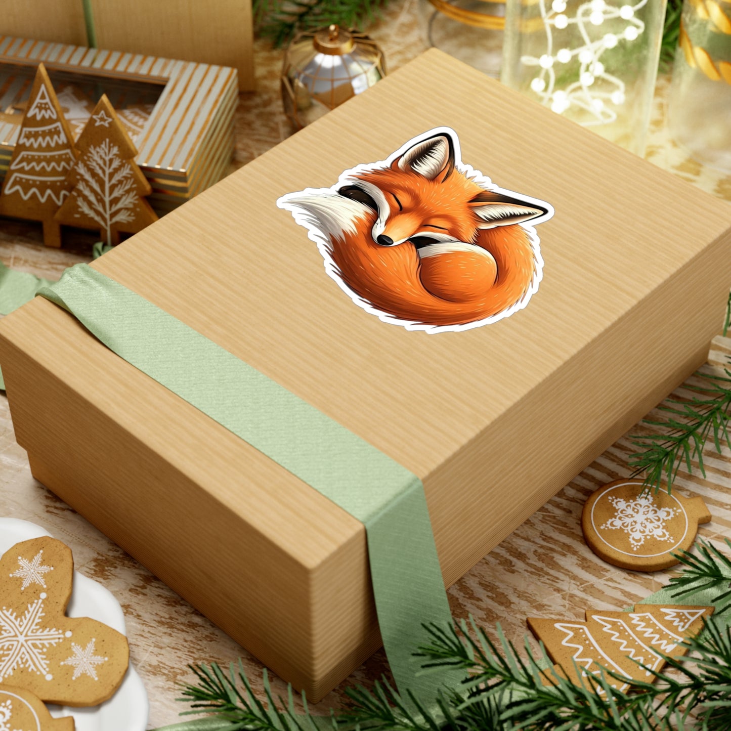 Vinyl Decals, Cute Fox Curled Up Sleeping, Laptop Stickers, Car Decals, Animal Lover Gift, Nursery Decor, Nature Wall Art